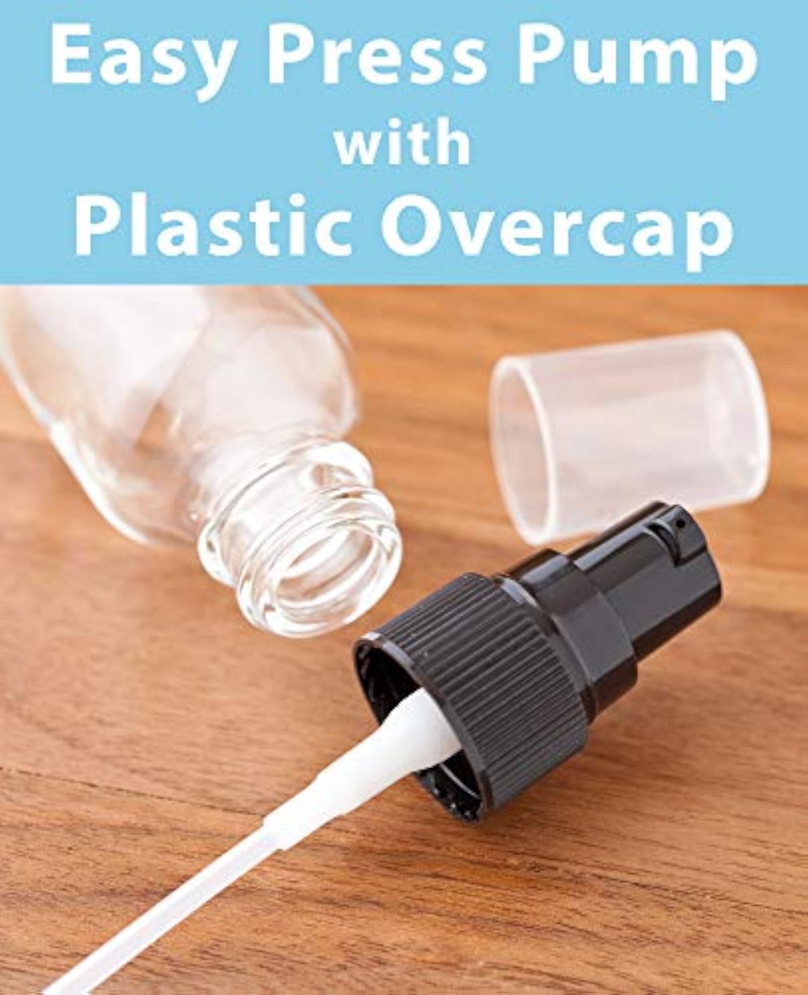 Clear Glass Boston Round Bottle with Black Treatment Pump, 1 oz
